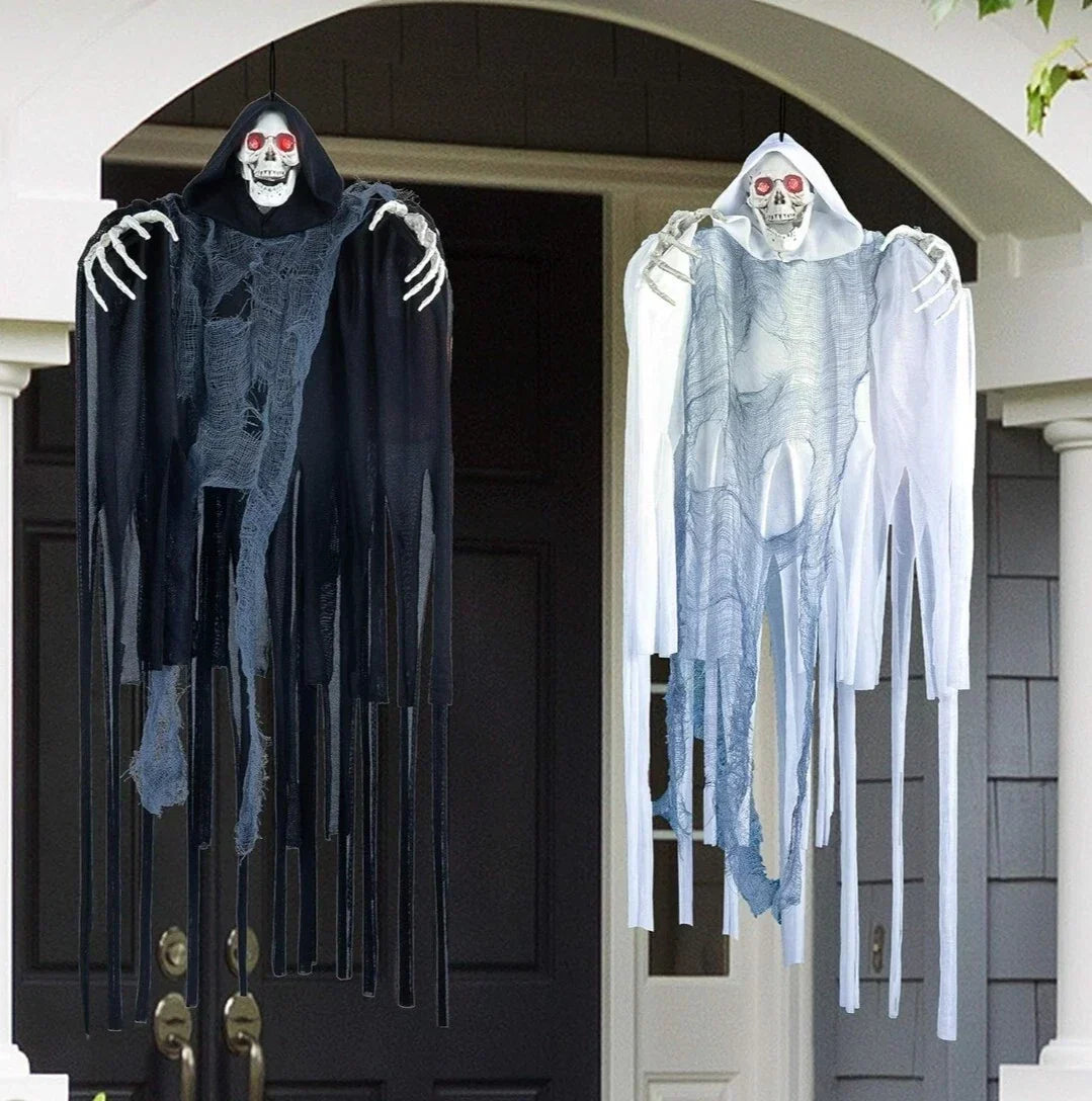 2x Hanging Grim Reaper Halloween Props – LED Eyes, Motion Activated — alternate product view 2