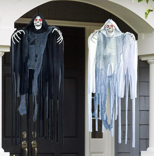 2x Hanging Grim Reaper Halloween Props – LED Eyes, Motion Activated — alternate product view 2