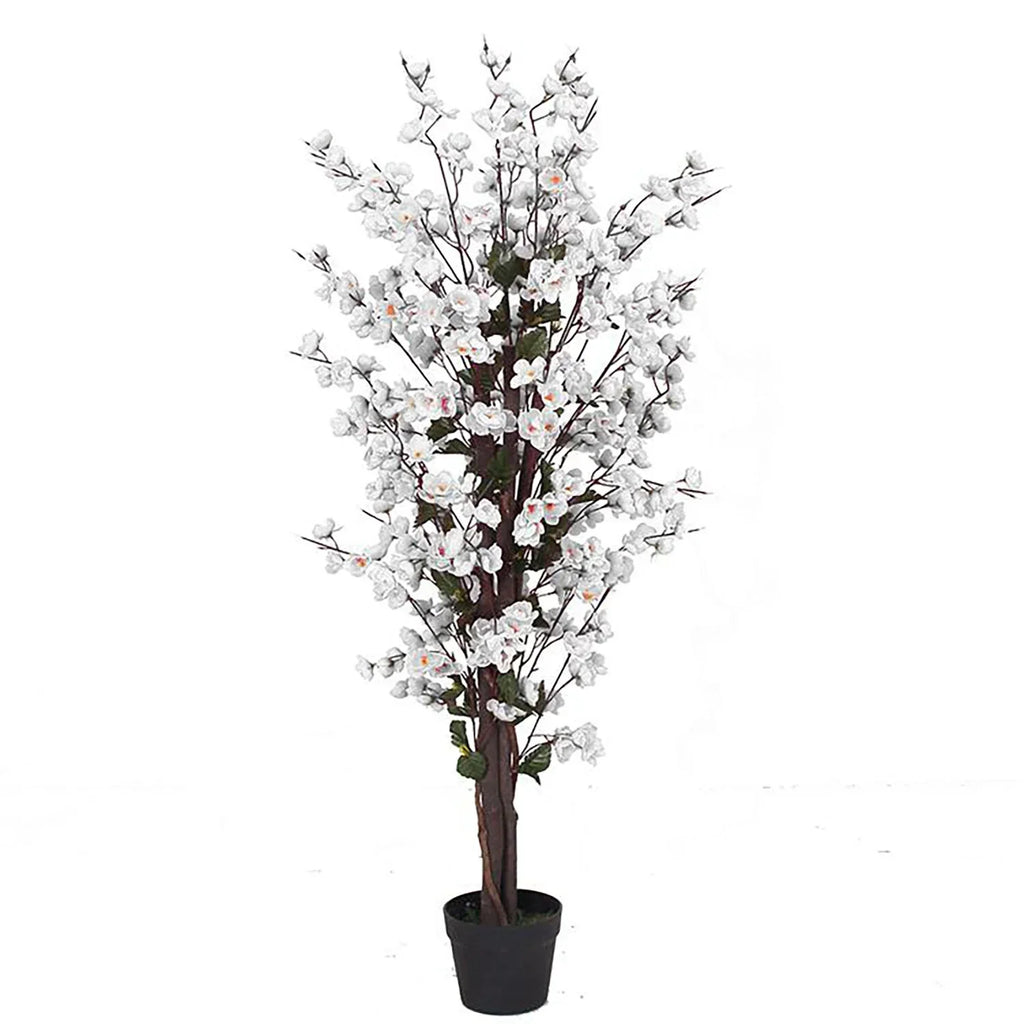 Artificial Blossom Tree Pink/White 120cm 4ft Realistic Faux House Plant Fully Potted — White — product view