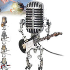 Retro Microphone Robot Desk Lamp LED Table Light Steampunk Ornament Decor Gifts — Black — product view