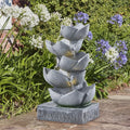 Water Feature Lotus Cascading Fountain With Solar LED Light Outdoor Garden Decor — alternate product view 2