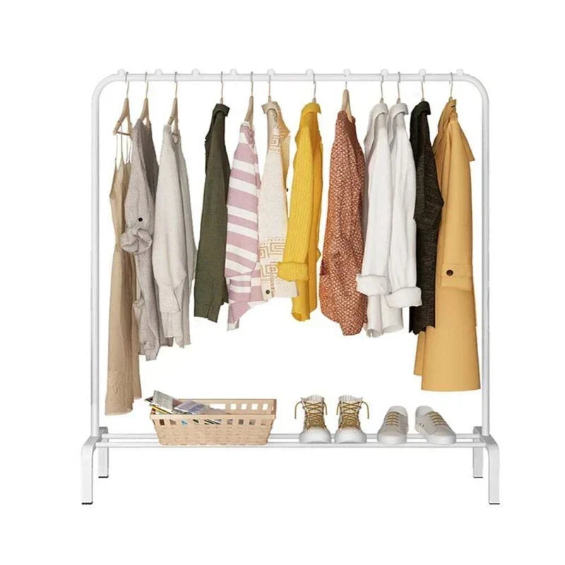 Heavy Duty Metal Clothes Rail Rack Garment Hanging Display Stand Storage Shelf — White — product view
