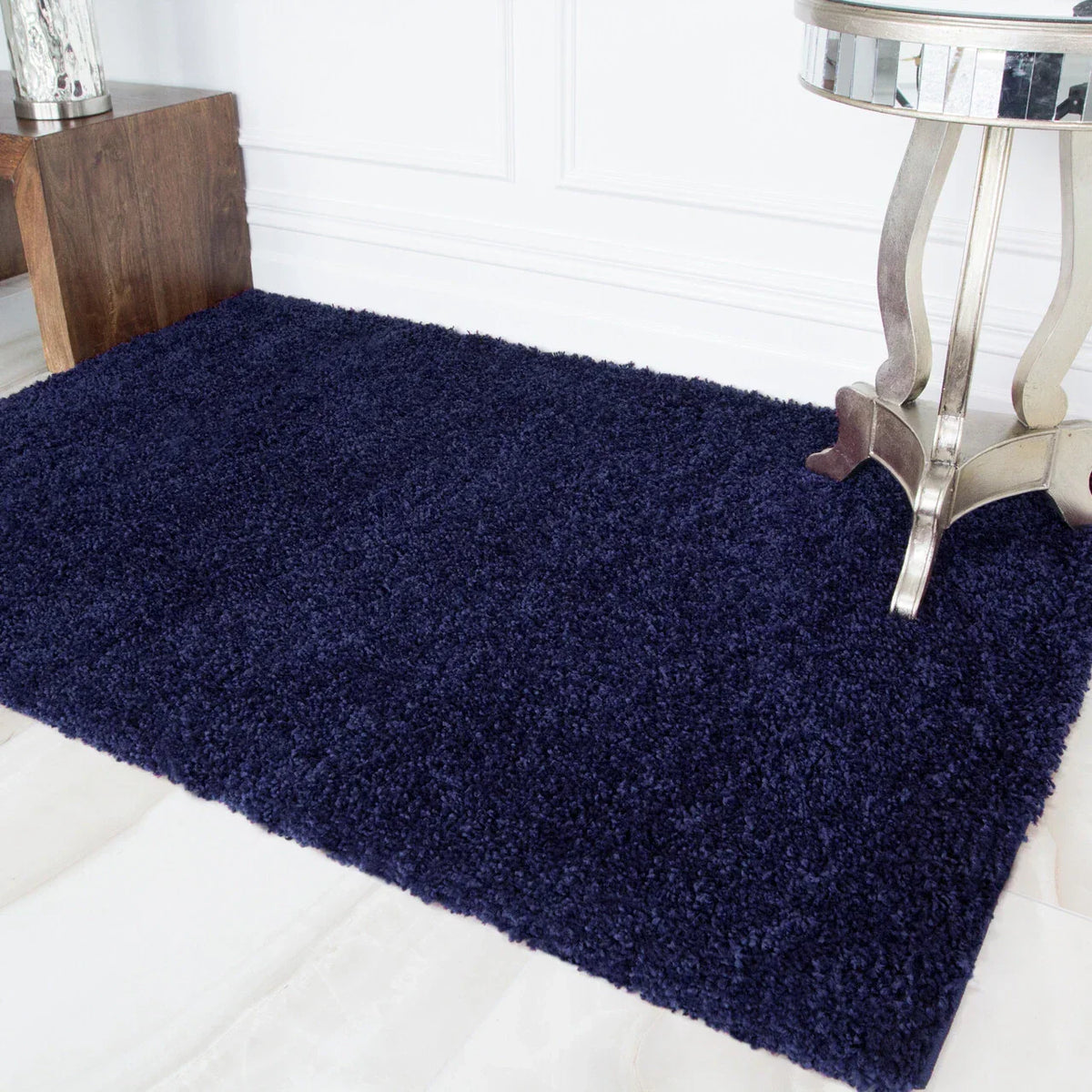 Sale Fluffy Navy Dark Blue Blue Shaggy Rug Soft Thick Large Small — alternate product view 3