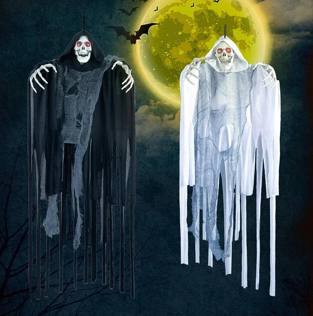 2x Hanging Grim Reaper Halloween Props – LED Eyes, Motion Activated — alternate product view 5