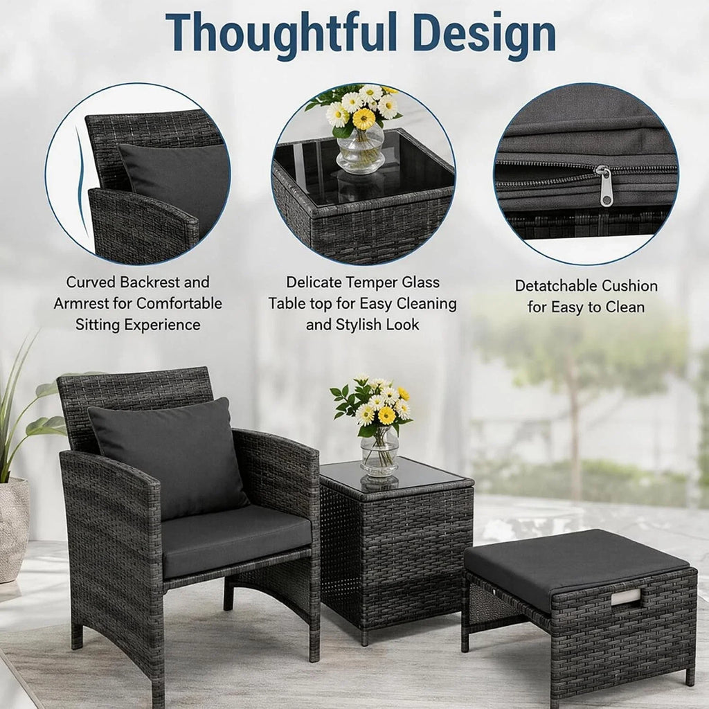 5 Piece Rattan Garden Furniture Patio Sofa Chairs Table Outdoor Conservatory Set — alternate product view 4
