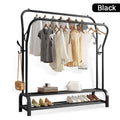 Double-Rail Clothes Rack with Shoe Shelf — Black or White — Black — product view