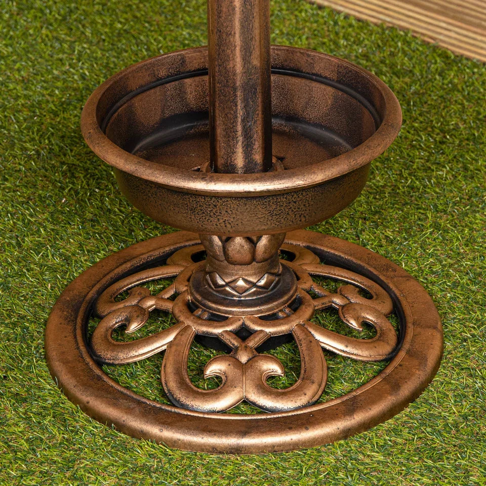 110cm Bronze Effect Resin Garden Bird Bath & Table with Solar Light — alternate product view 6