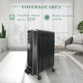 Oil Filled Radiator Portable Electric Heater Thermostat 6 7 9 11 Fin White Black — alternate product view 2