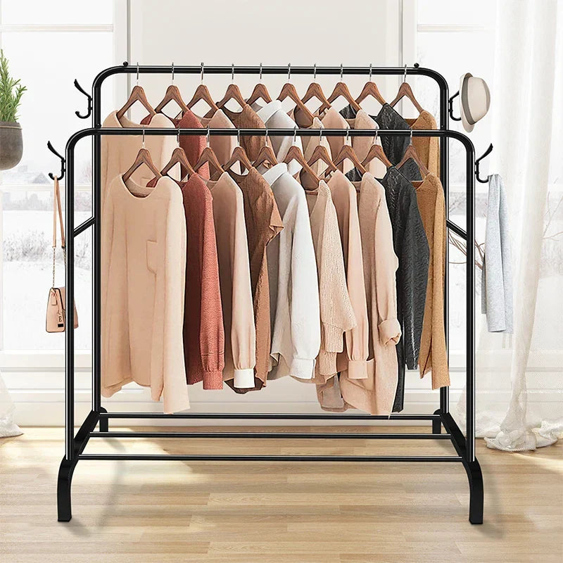Heavy Duty Double Clothes Rail Hanging Rack Garment Shoes Storage — alternate product view 4