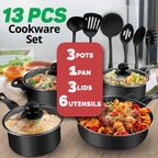 13pcs Cookware Set Pan Pot Non Stick Saucepans Frying Pan Cookware Set Glass Lid — alternate product view 4