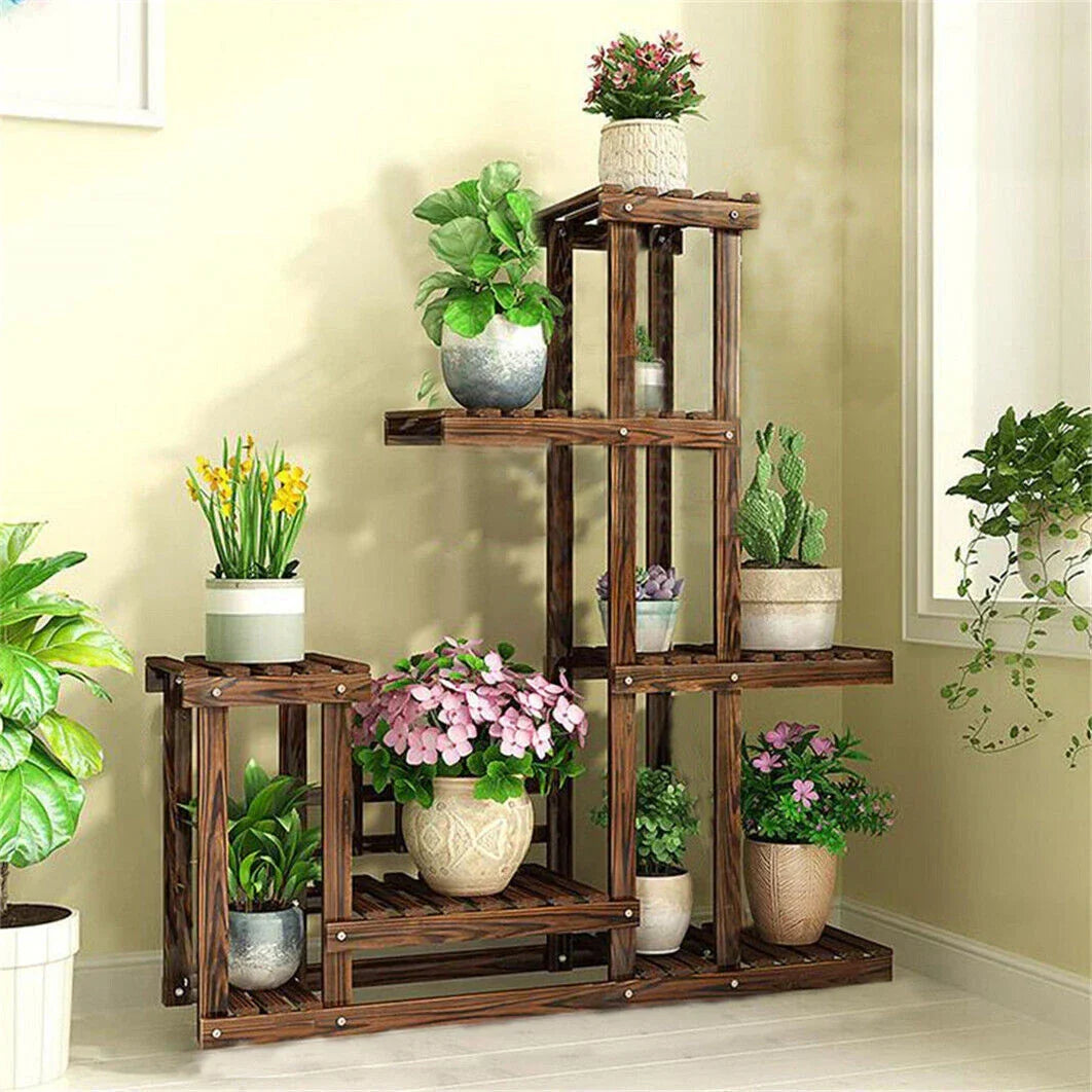 Wood Flower Display Plant Stand 5 Tier Corner Shelf Storage Rack Indoor Outdoor — alternate product view 4