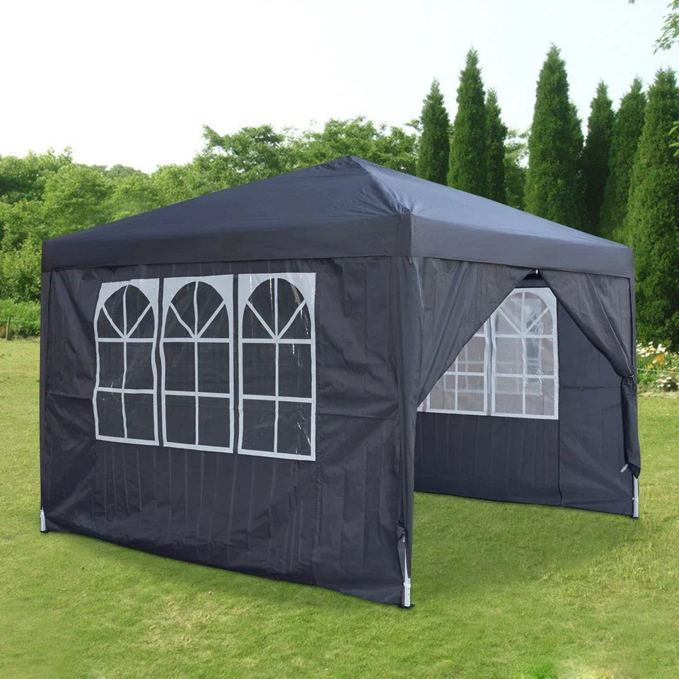 3x3M Heavy Duty Gazebo Marquee Popup Water- proof Garden Party Tent 4 WallSides — Grey — product view
