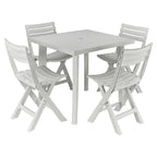 5PCs White Plastic Garden Dining Table with Chairs Set Patio Deck Outdoor Furniture — on a clean white background