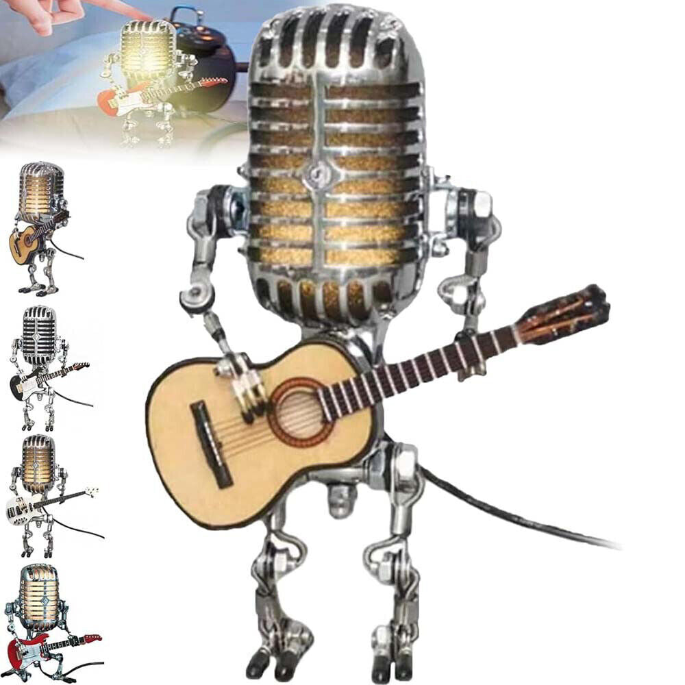 Retro Microphone Robot Desk Lamp LED Table Light Steampunk Ornament Decor Gifts — alternate product view 7