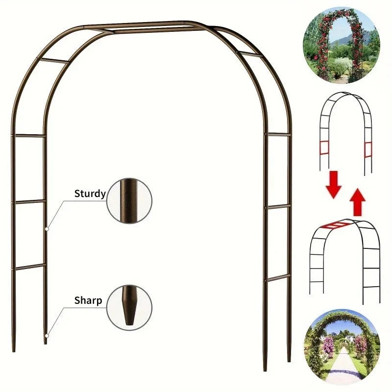 1Pc, Metal Garden Arch, 100Inch Large Size Heavy Duty Steel Frame Garden Arch — on a clean white background