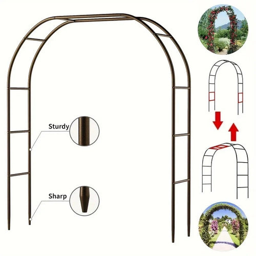 1Pc, Metal Garden Arch, 100Inch Large Size Heavy Duty Steel Frame Garden Arch — on a clean white background