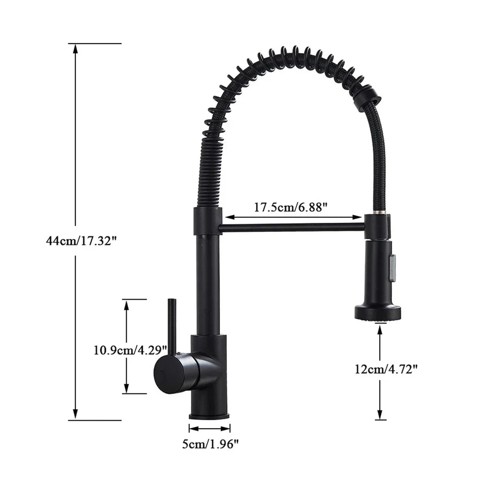 Matt Black Monobloc Kitchen Sink Mixer Tap with Pull Out Hose Spray Single Lever — on a clean white background