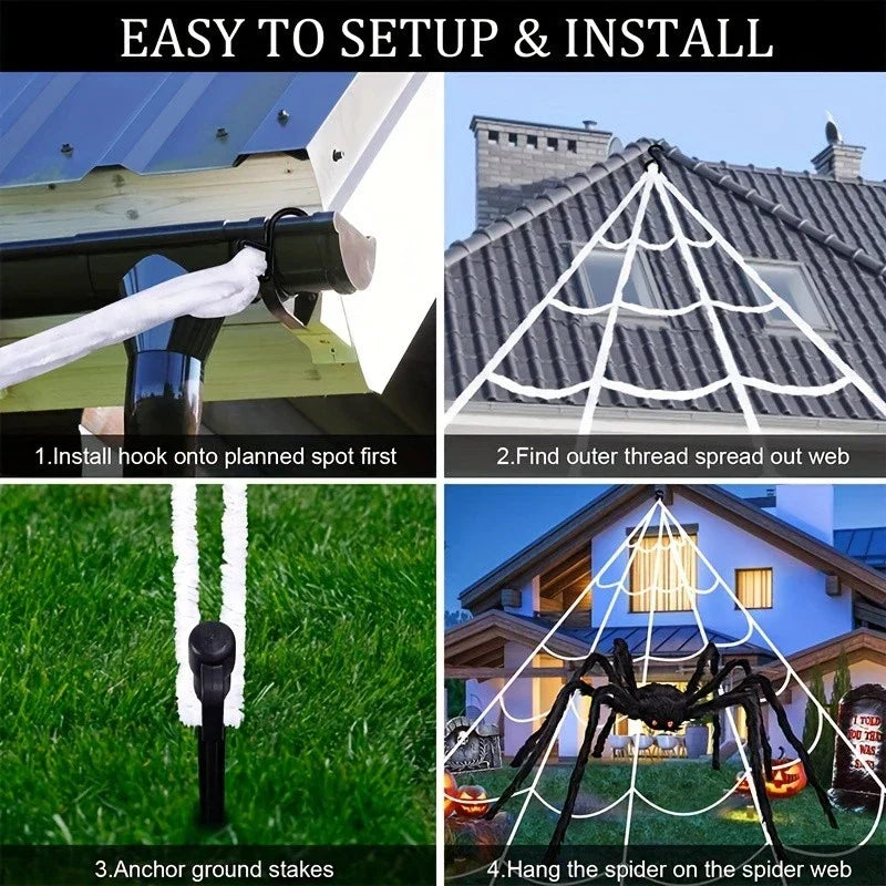 2M Big Spider+5M Web Set Halloween Haunted House Prop Indoor Outdoor Home Decor — alternate product view 8