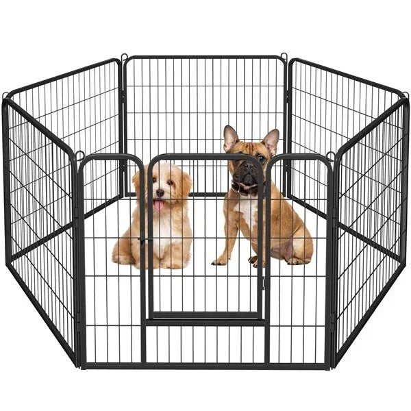 6 Panel Pet Playpen Heavy Duty Puppy Dog Pen Cat Rabbit Fence Foldable 60cm High — on a clean white background