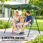 3-Seat Swing Chair Garden Swing Seat with Adjustable Canopy for Patio Green — alternate product view 3