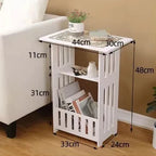White Small Bedside Table Nightstand Tea Coffee Table Nightstand Storage Shelf — alternate product view 5