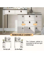 Dressing Table With Mirror Stool, Vanity Table Set With 3 Color Detachable LED — alternate product view 7
