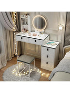 Dressing Table With Mirror Stool, Vanity Table Set With 3 Color Detachable LED — alternate product view 4