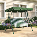 3-Seat Swing Chair Garden Swing Seat with Adjustable Canopy for Patio Green — main product view