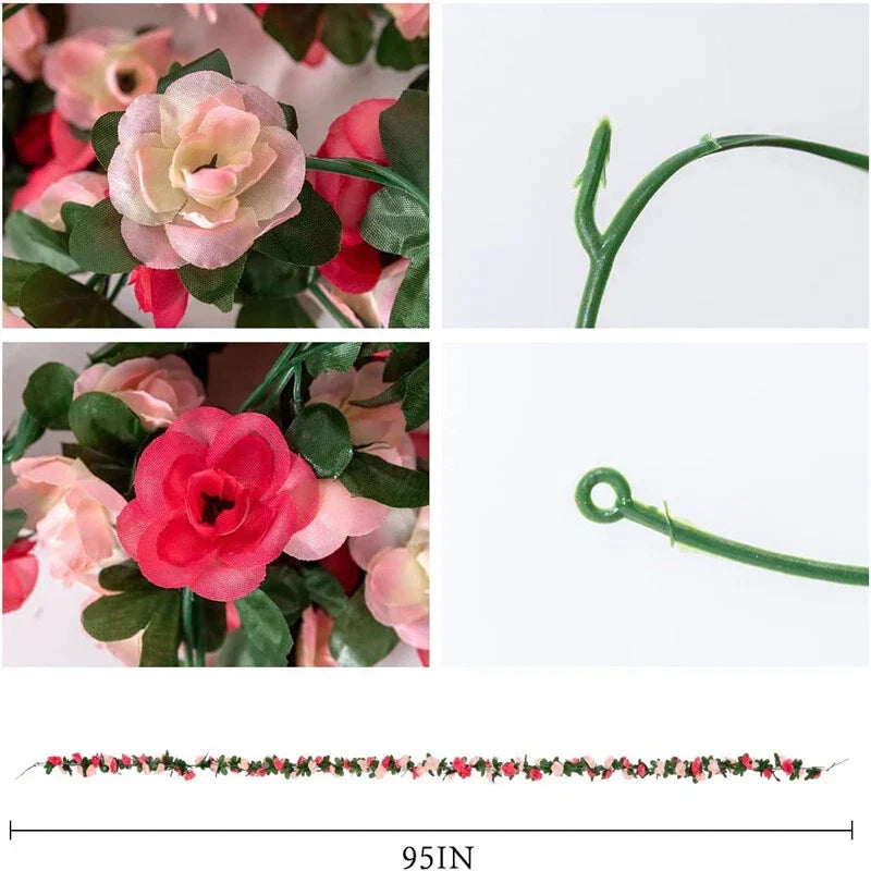 6pcs pink 48 FT Flower Garland Fake Rose Vine Artificial Flowers Hanging decor — alternate product view 7