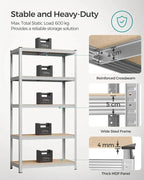 5 Tier Shelving Unit 200x100x50cm Heavy Duty Adjustable Storage Shelves — alternate product view 2