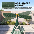 3-Seat Swing Chair Garden Swing Seat with Adjustable Canopy for Patio Green — alternate product view 6