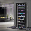 10 Tier Cabinet Storage Organiser Shoe Rack Stand Holds 27 Pairs Dustproof — Black — product view