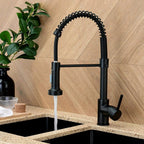 Matt Black Monobloc Kitchen Sink Mixer Tap with Pull Out Hose Spray Single Lever — alternate product view 2