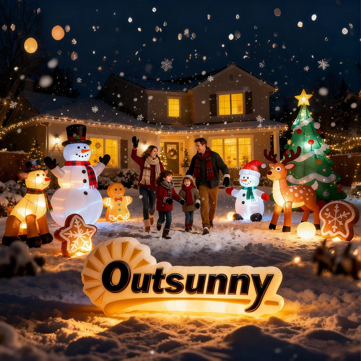 6FT Christmas Inflatables Snowman & Dog for Indoor Outdoor Decor — alternate product view 8
