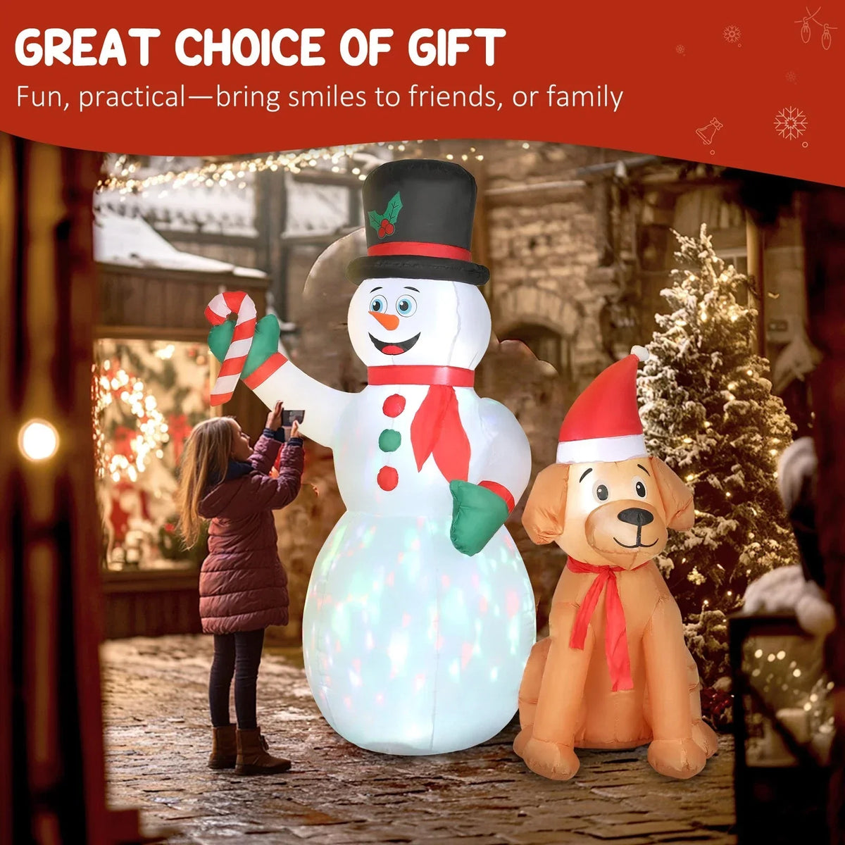 6FT Christmas Inflatables Snowman & Dog for Indoor Outdoor Decor — alternate product view 6