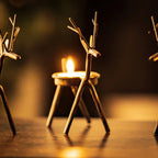 6x Christmas Reindeer Tea Light Candle Holders & Tealights Xmas Home Decor Gift — alternate product view 4