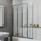 Bathroom 4 Panel Folding Bath Shower Screen Chrome 1000mm Reversible 4mm Glass — alternate product view 2