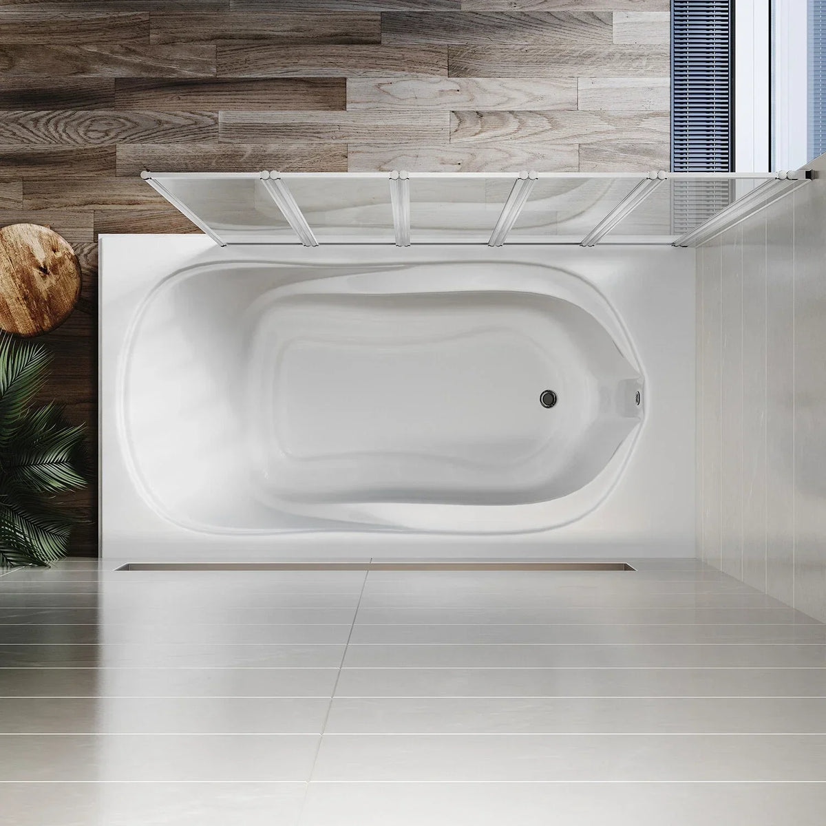 5 Folding Bath Shower Screen Black / Chrome Frame Wet Room Glass Panel 1200 x 1400mm — alternate product view 9