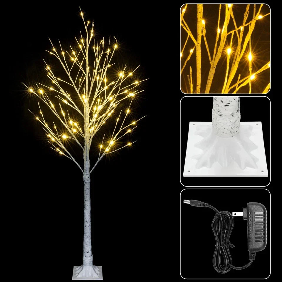 Outdoor 4ft, 6ft, 8ft Birch Christmas Twig Tree Pre Lit Ice Warm White Multi LED — alternate product view 8
