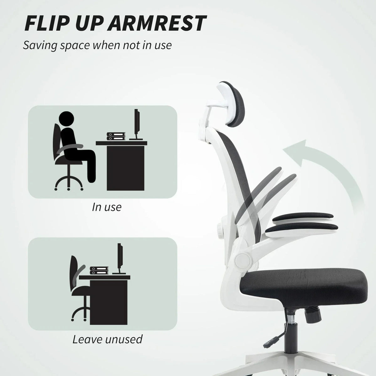 Ergonomic Mesh Office Chair with Headrest, Lumbar Support, Black — alternate product view 6