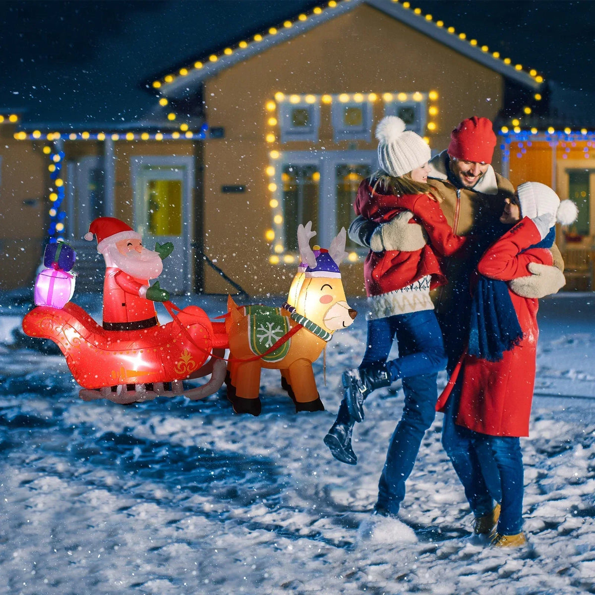 7FT Christmas Inflatable Santa Claus Sledge Sleigh Reindeer Blow Up Xmas Garden — alternate product view 9