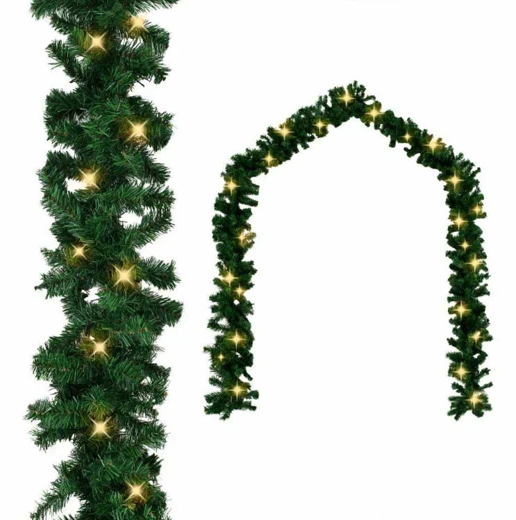 16FT Christmas Garland with LED Lights Pre Lit Stairs Home Fireplace Bushy Pine — alternate product view 5