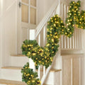 16FT Christmas Garland with LED Lights Pre Lit Stairs Home Fireplace Bushy Pine — alternate product view 2