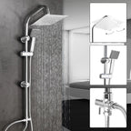 Shower Kit Twin Head 2 Mixer Shower Heads Rail Hose Riser Square Bathroom Set — alternate product view 7