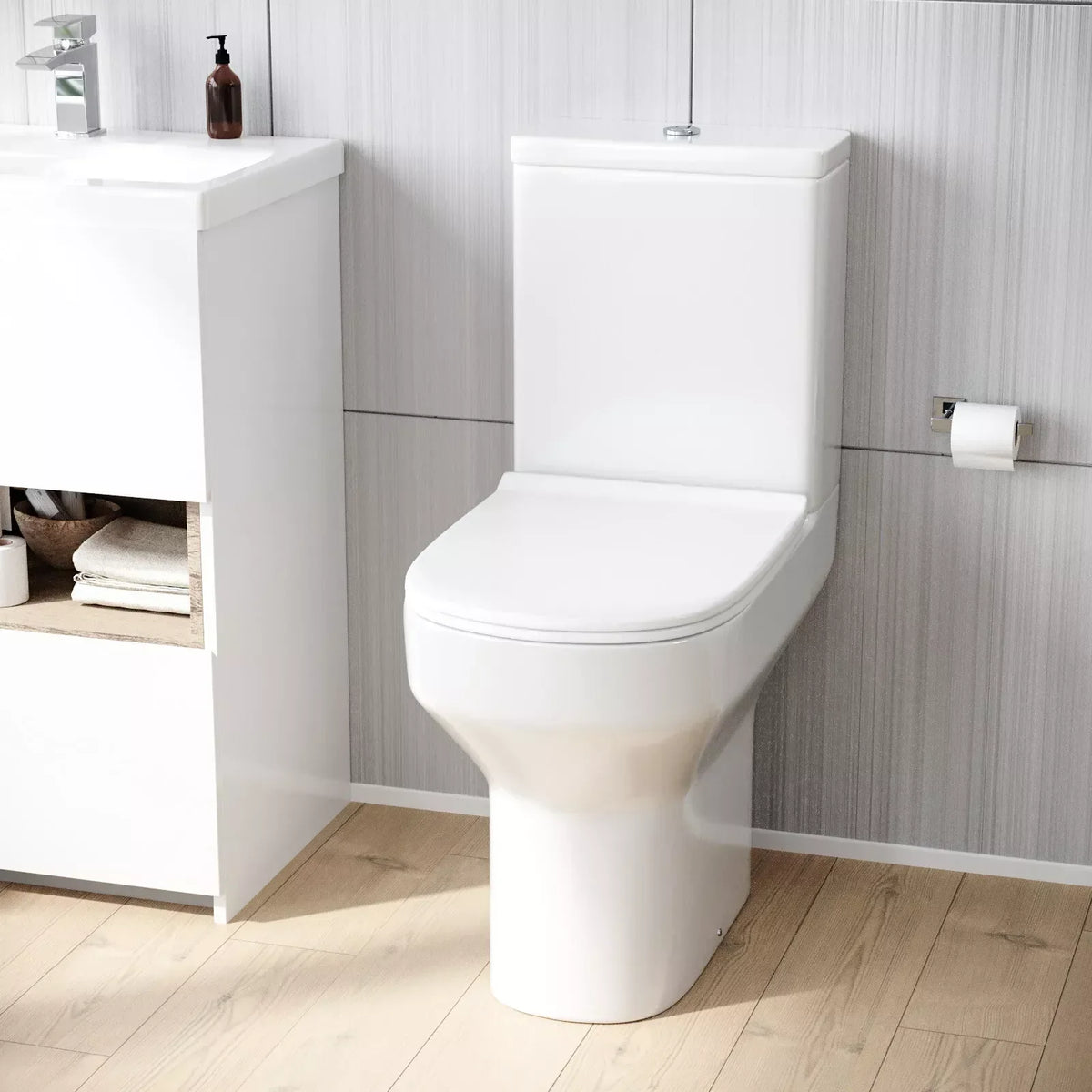 Nes Home Modern Comfort Height Close Coupled Toilet & Cistern & Soft Close Seat — alternate product view 3