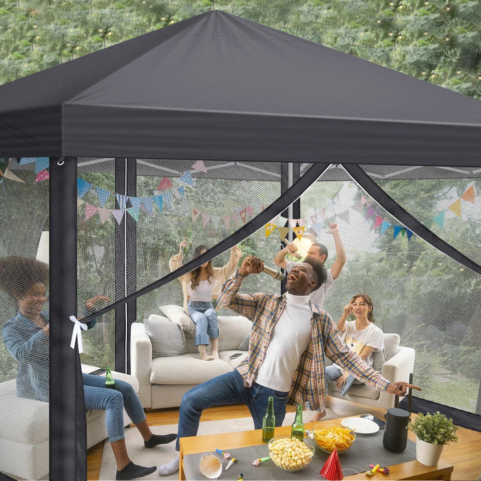 3X3M Heavy Duty Pop-up Gazebo Garden Canopy Tent W/ Detachable Mosquito Netting — alternate product view 2