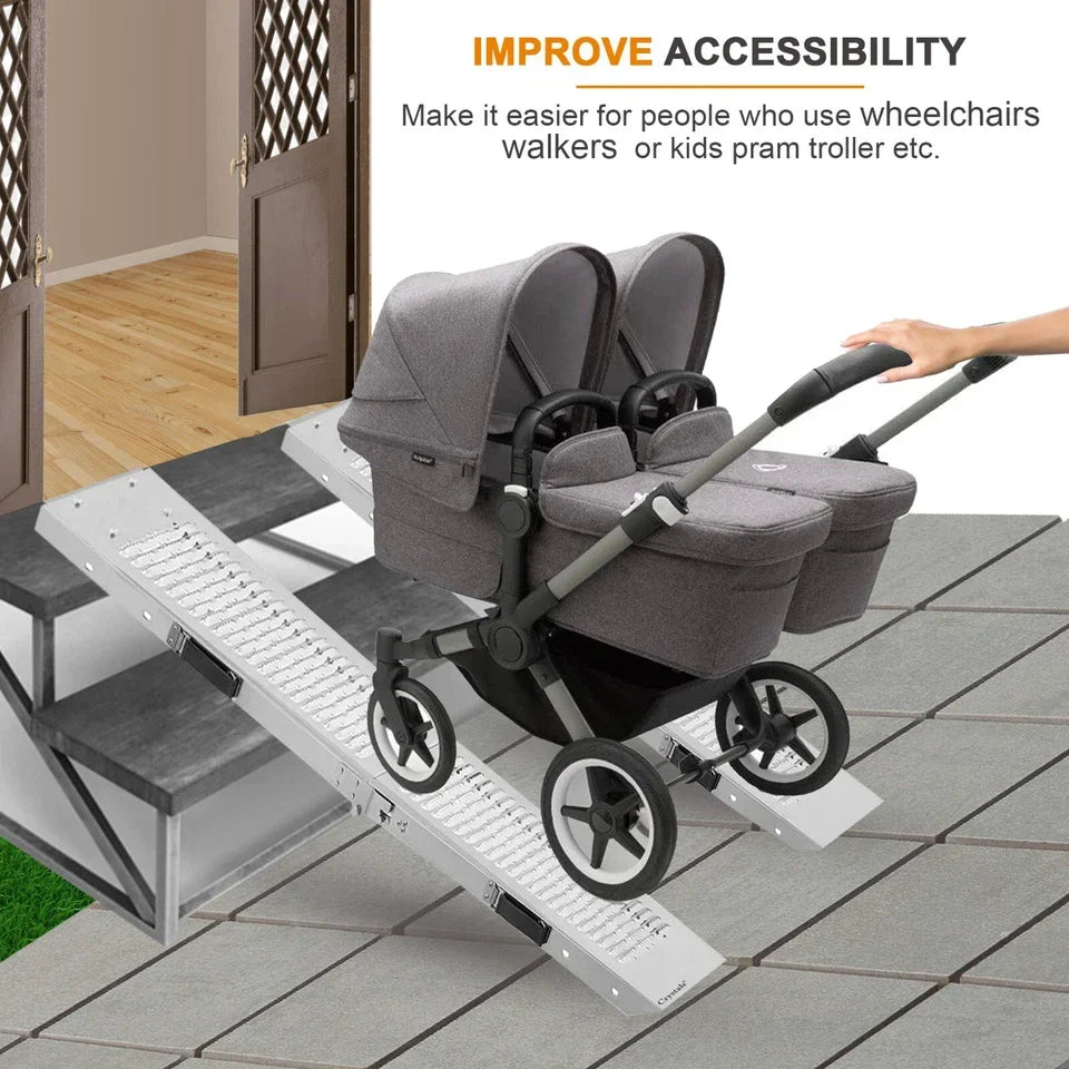 2X Foldable Loading Ramps 400KG 180Cm For Golf Buggy Lawnmower Quad Scooter — alternate product view 5