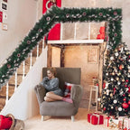 9ft Christmas Garland Snow Flocked With Lights Pinecones Berries Wreath Bushy — alternate product view 10