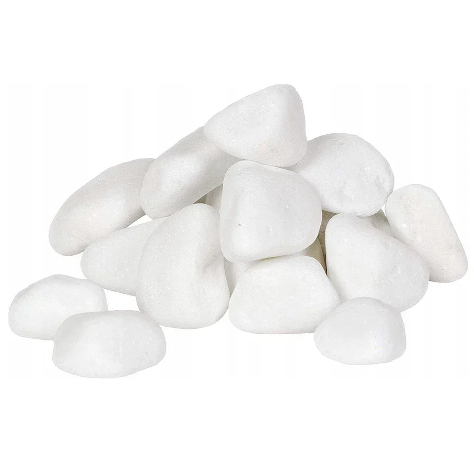 Decorative MARBLE EXTRA WHITE Stones / Pebbles HOME & GARDEN AQUARIUM 20-70 mm — on a clean white background