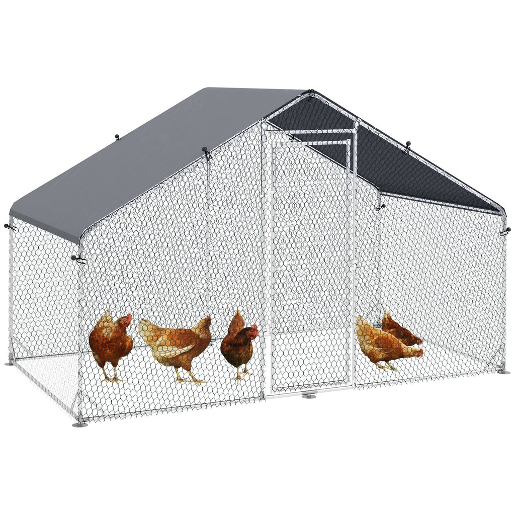 Walk In Chicken Run Galvanized Chicken Coop Hen House w/ Water-Resist Cover — alternate product view 14